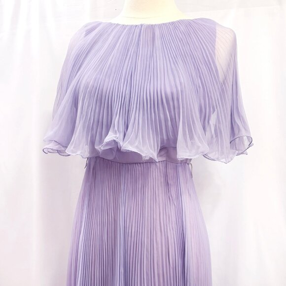 Vintage purple knife-pleat ruffle maxi dress AS-IS size Small - Picture 4 of 15